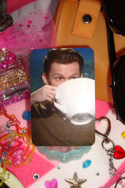 tom holland drinking from big cup meme
