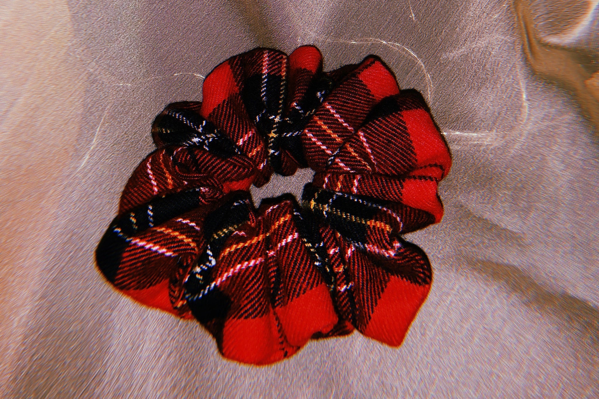 red plaid scrunchie